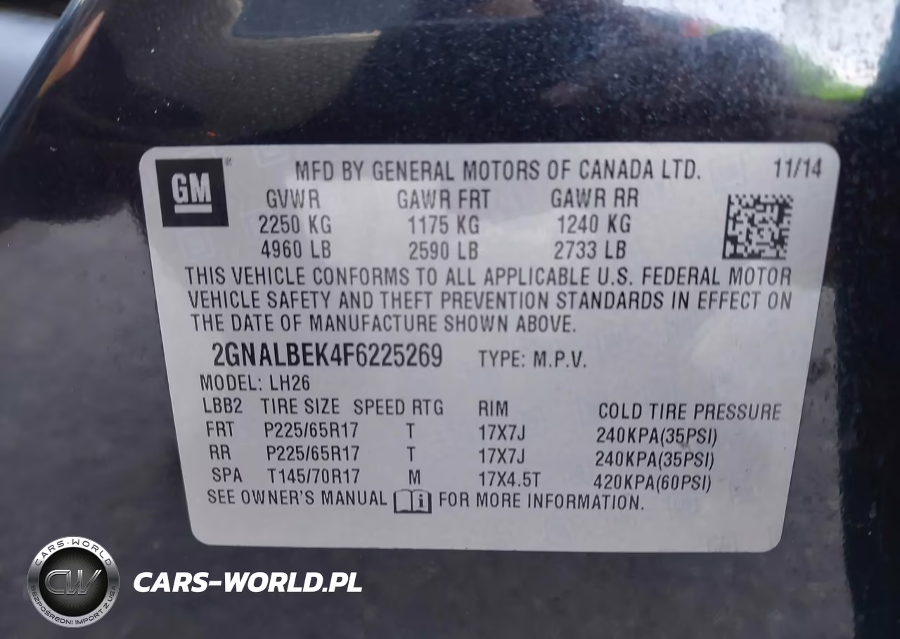 2015 Chevrolet Equinox Lt VIN:2GNALBEK4F6225269 - 9