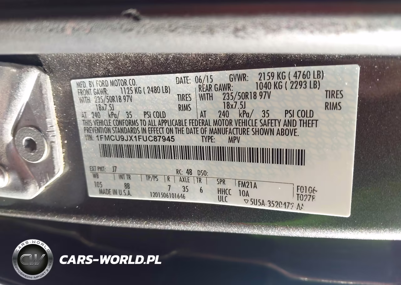2015 Ford Escape Titanium VIN:1FMCU9JX1FUC87945 - 9