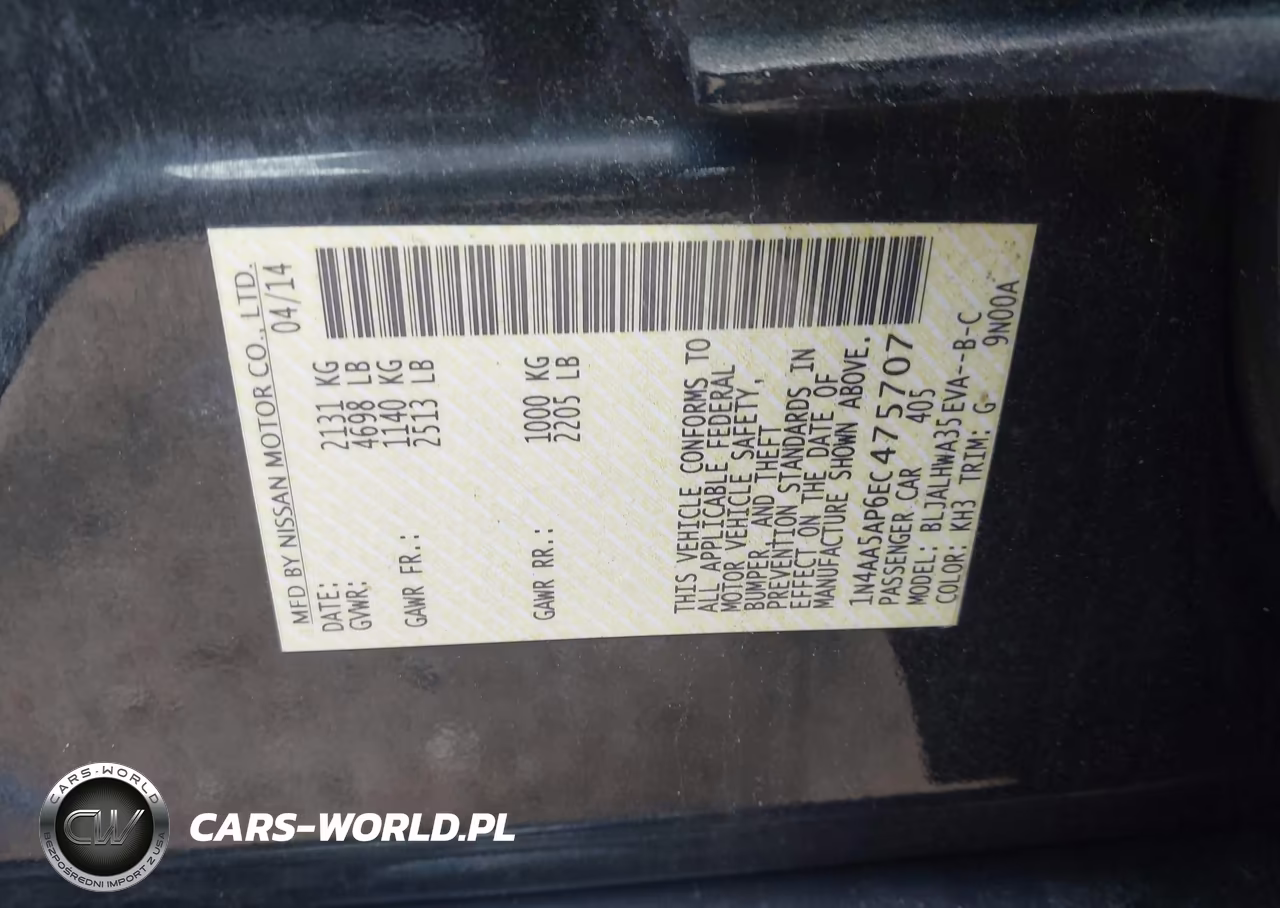 2014 Nissan Maxima 3.5 Sv VIN:1N4AA5AP6EC475707 - 9