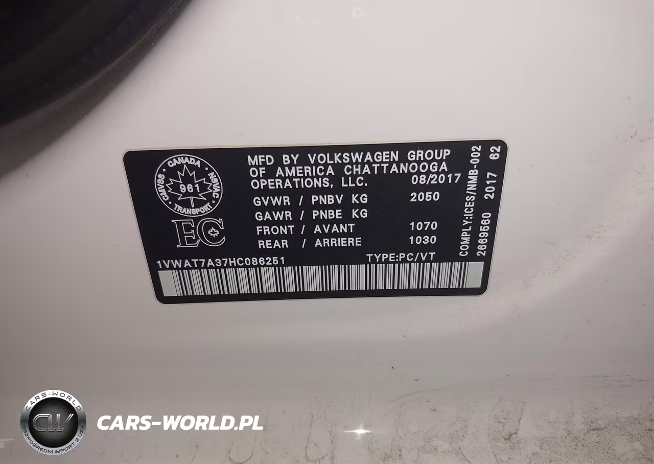 2017 Volkswagen Passat 1.8T S VIN:1VWAT7A37HC086251 - 9