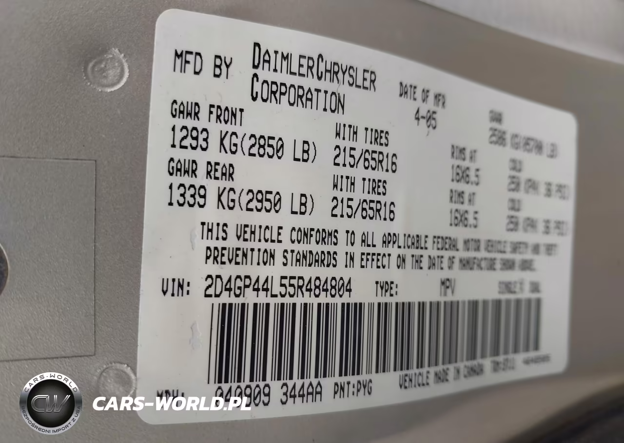 2005 Dodge Grand Caravan Sxt VIN:2D4GP44L55R484804 - 9