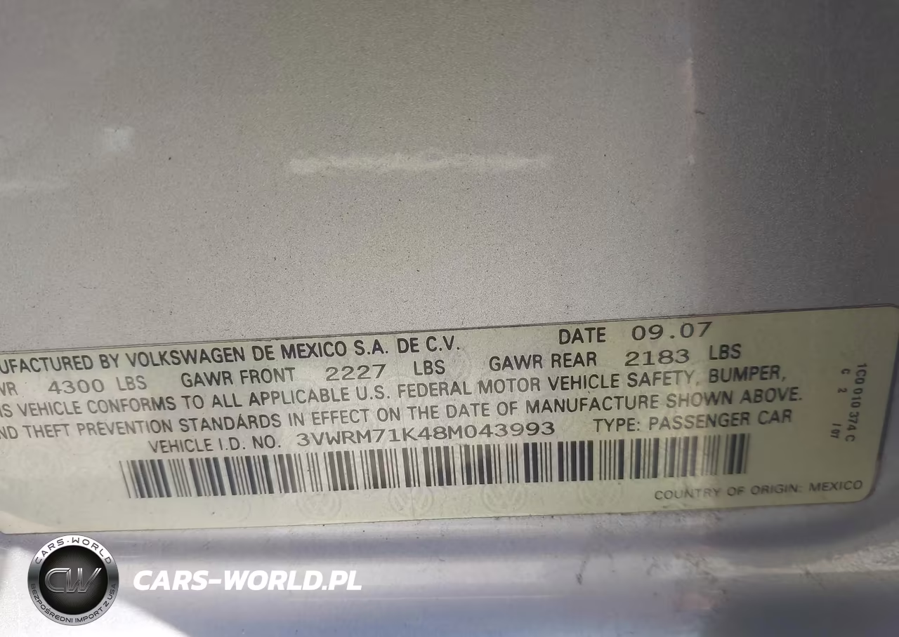 2008 Volkswagen Jetta Se-Sel VIN:3VWRM71K48M043993 - 9