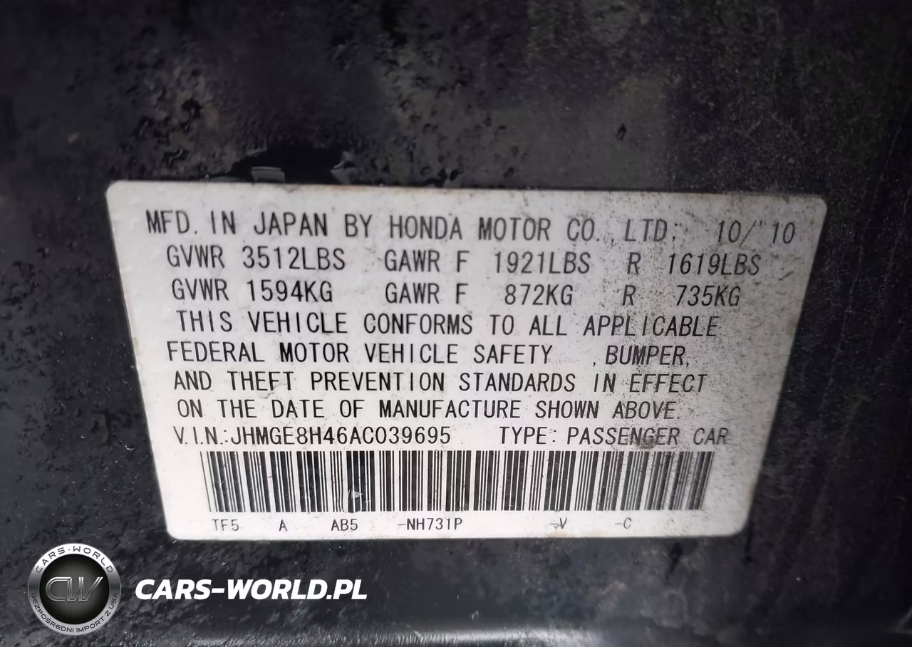 2010 Honda Fit Sport VIN:JHMGE8H46AC039695 - 9