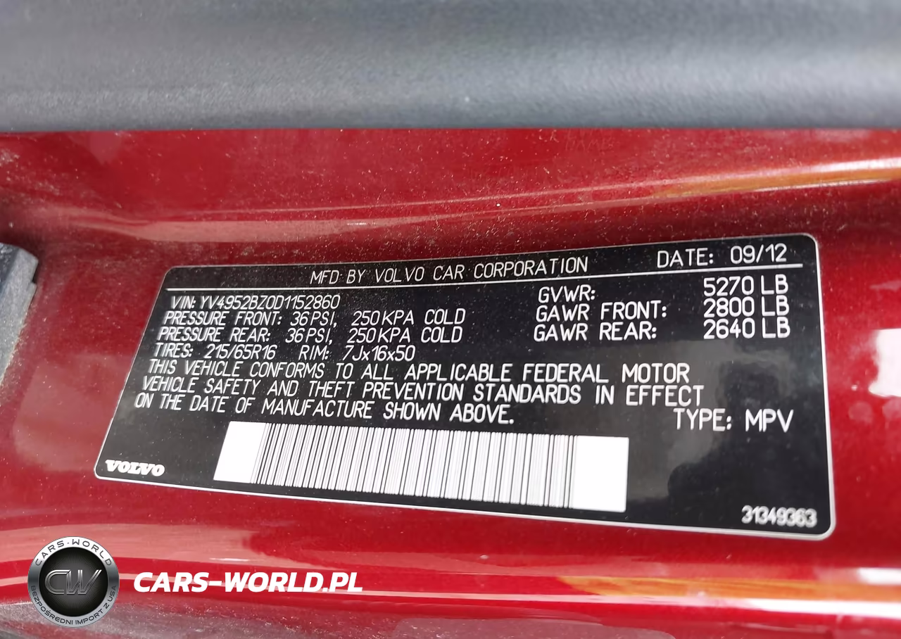 2013 Volvo Xc70 3.2L-3.2L Platinum-3.2L Premier-3.2L Premier Plus VIN:YV4952BZ0D1152860 - 9