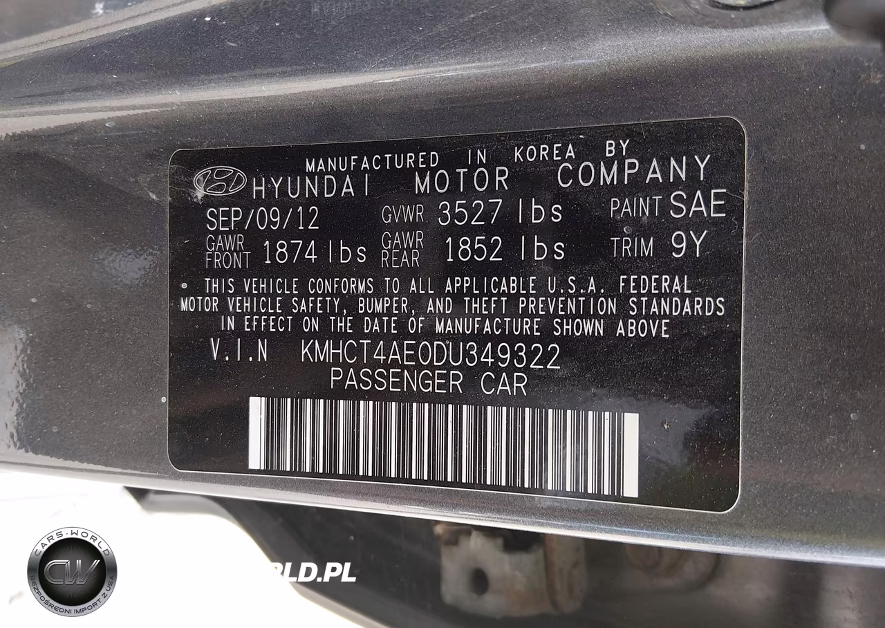 2013 Hyundai Accent Gls VIN:KMHCT4AE0DU349322 - 9