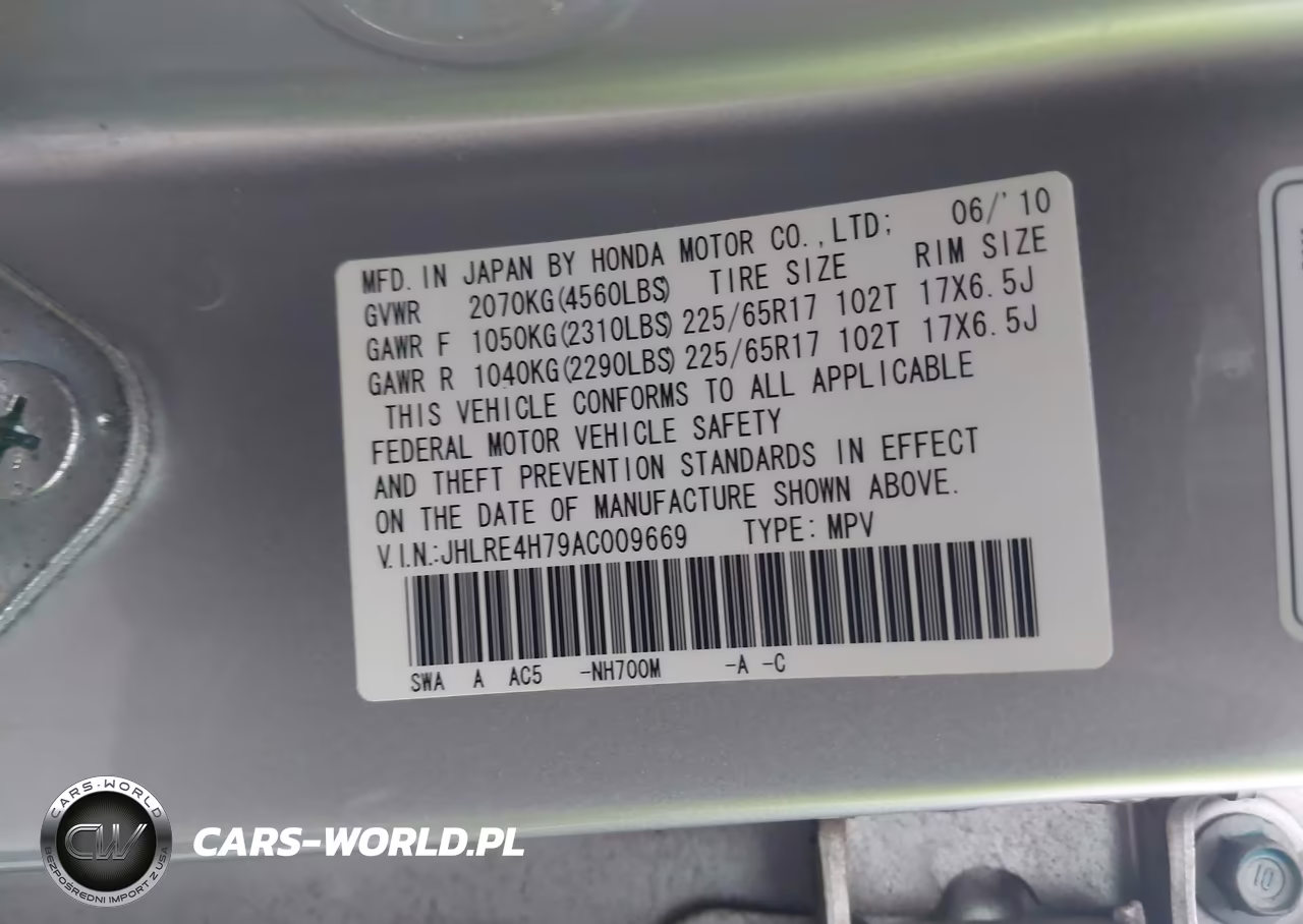 2010 Honda Cr-V Ex-L VIN:JHLRE4H79AC009669 - 9