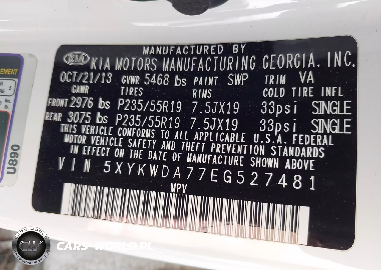 2014 Kia Sorento Sx V6 VIN:5XYKWDA77EG527481 - 9