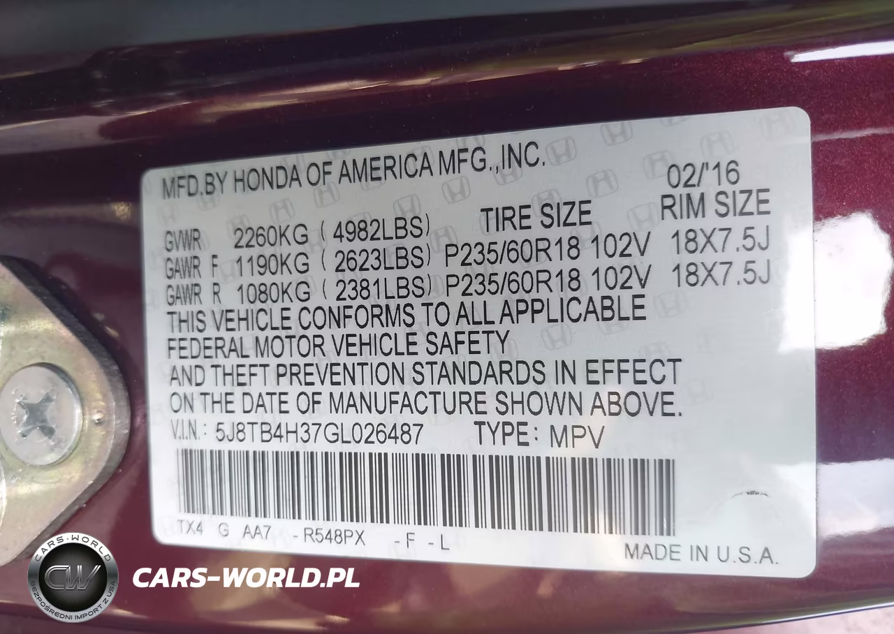 2016 Acura Rdx Acurawatch Plus Package VIN:5J8TB4H37GL026487 - 9