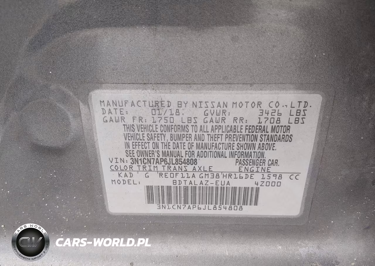 2018 Nissan Versa 1.6 S+ VIN:3N1CN7AP6JL854808 - 9