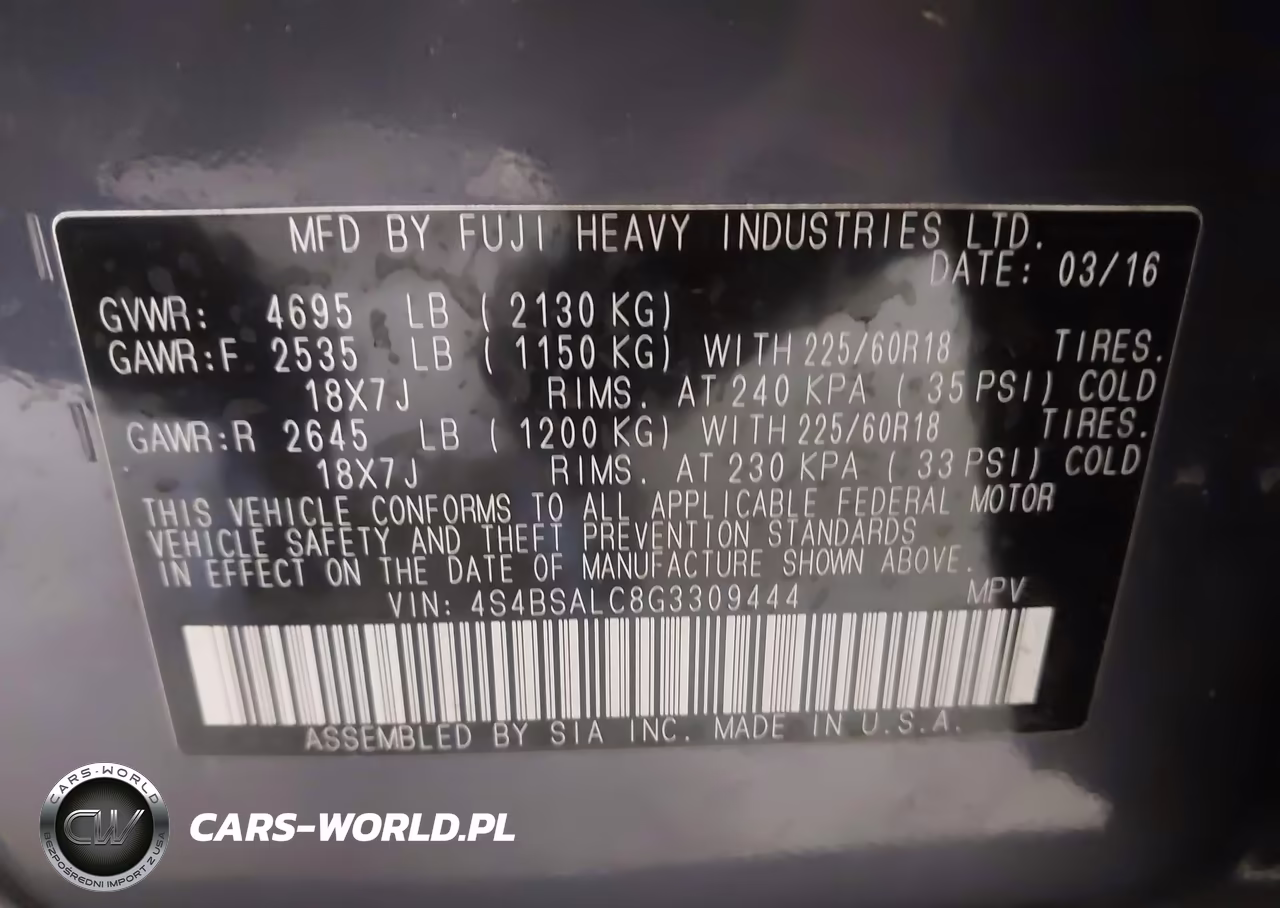 2016 Subaru Outback 2.5I Limited VIN:4S4BSALC8G3309444 - 9
