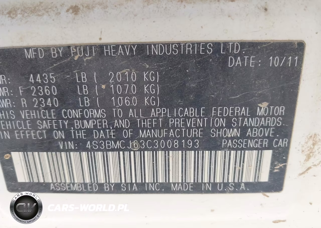 2012 Subaru Legacy 2.5I Limited VIN:4S3BMCJ63C3008193 - 9
