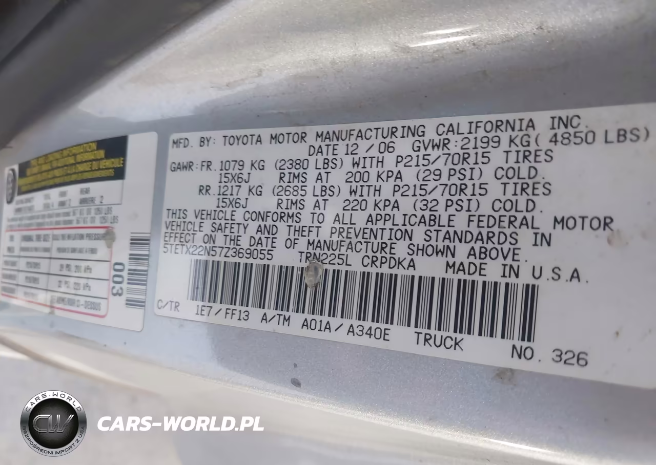2007 Toyota Tacoma VIN:5TETX22N57Z369055 - 9