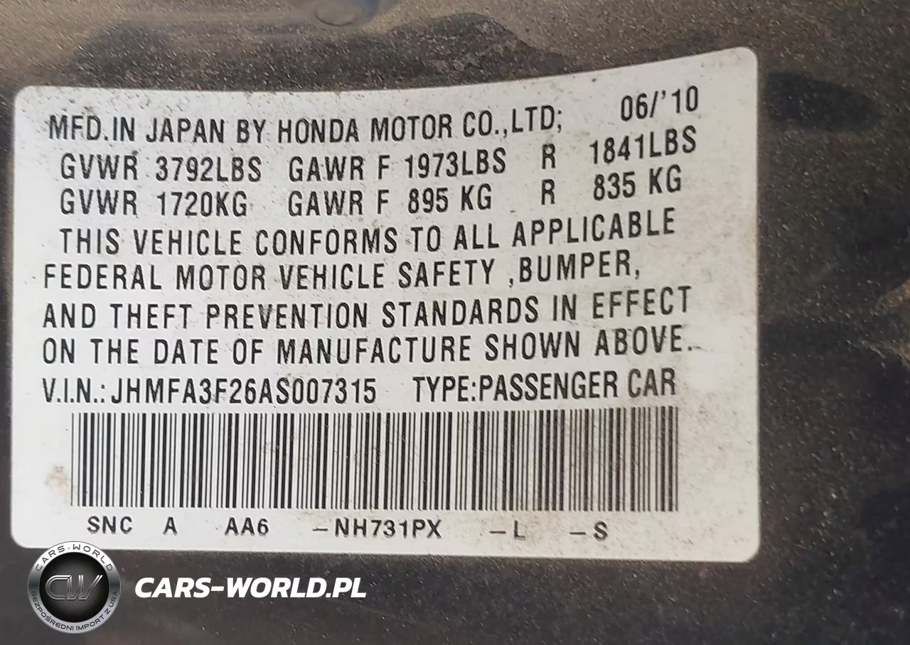 2010 Honda Civic Hybrid VIN:JHMFA3F26AS007315 - 9