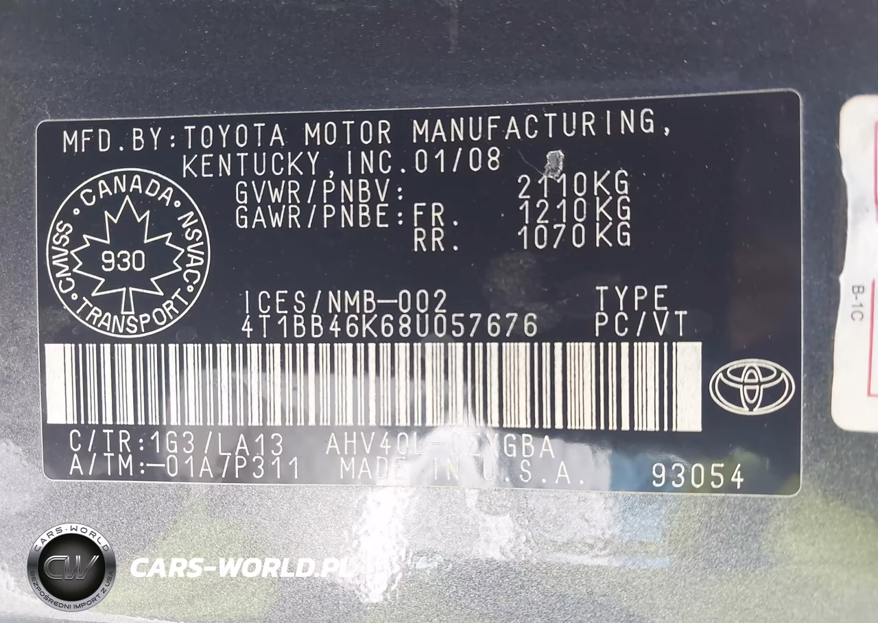 2008 Toyota Camry Hybrid VIN:4T1BB46K68U057676 - 9