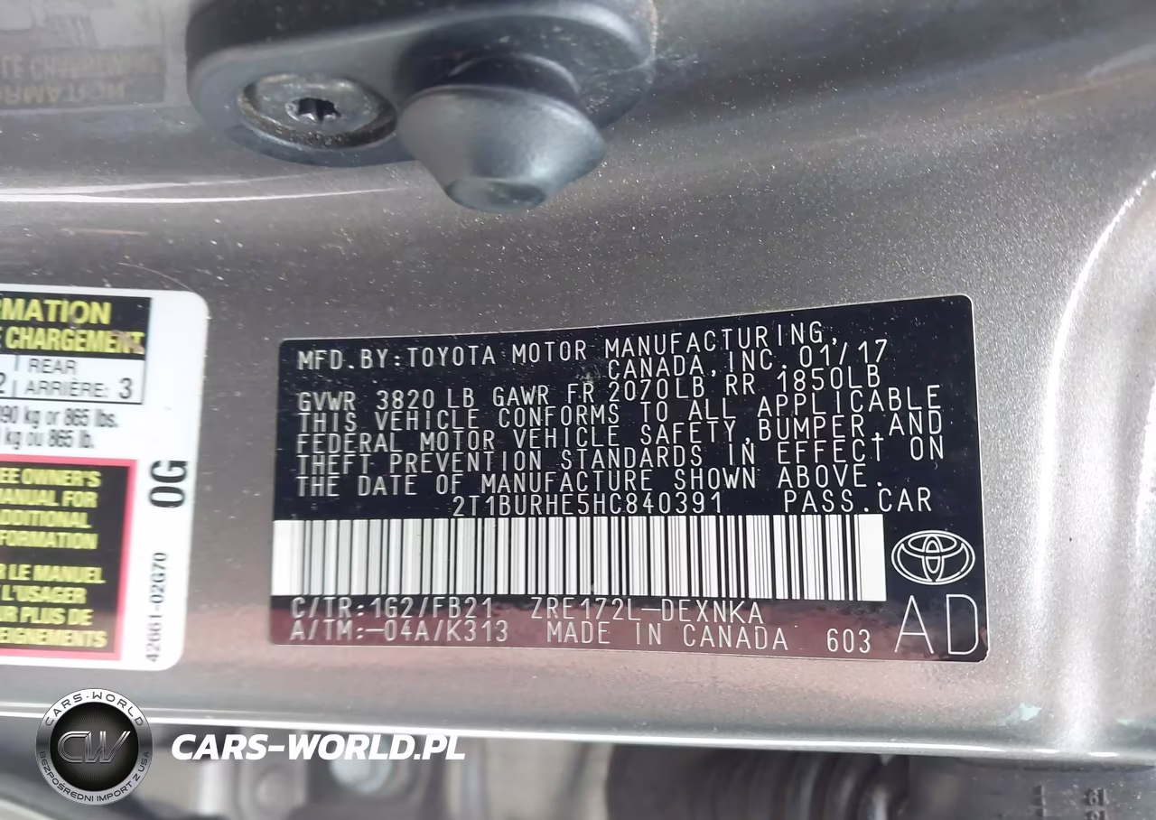 2017 Toyota Corolla Le VIN:2T1BURHE5HC840391 - 9