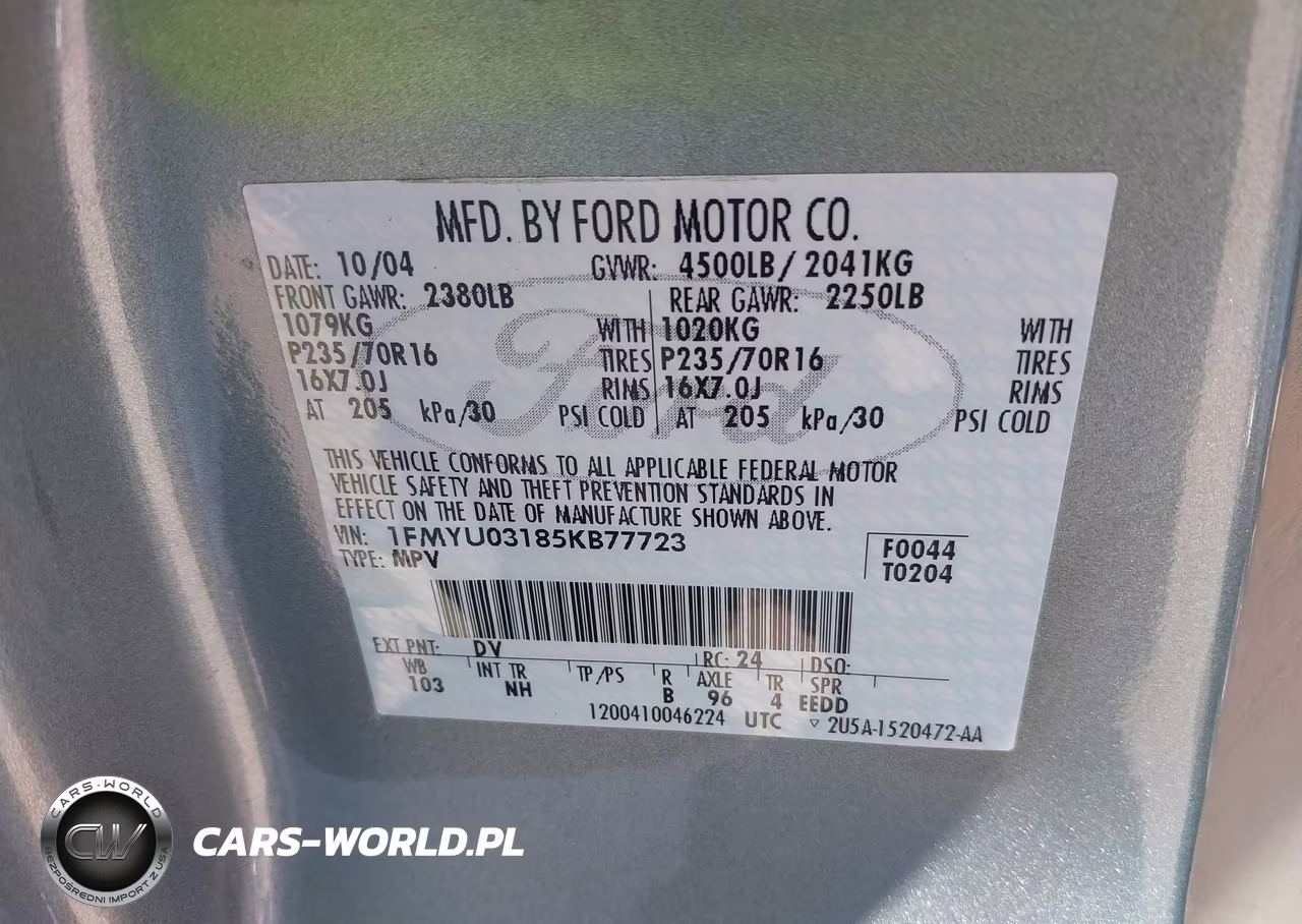 2005 Ford Escape Xlt VIN:1FMYU03185KB77723 - 9