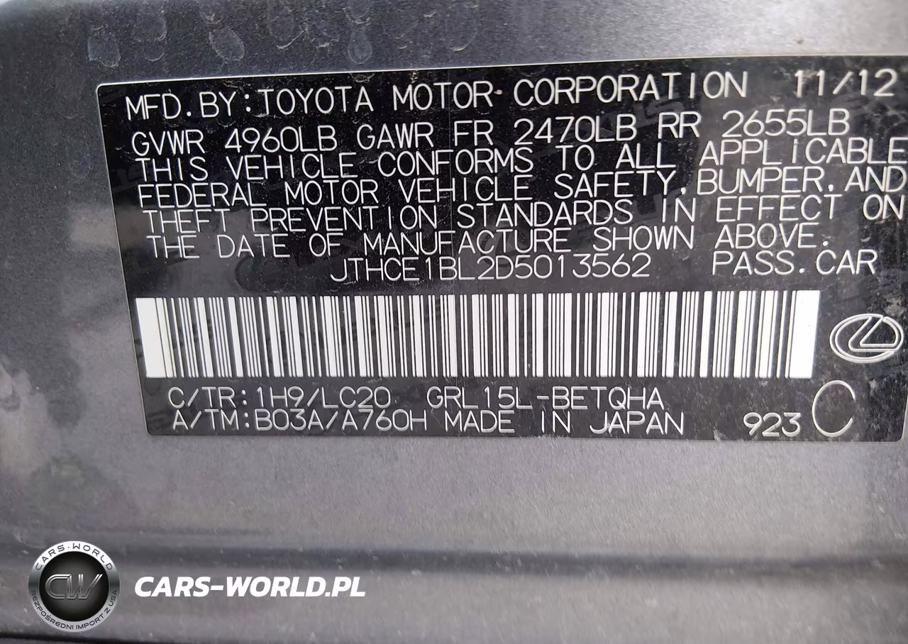 2013 Lexus Gs 350 VIN:JTHCE1BL2D5013562 - 9