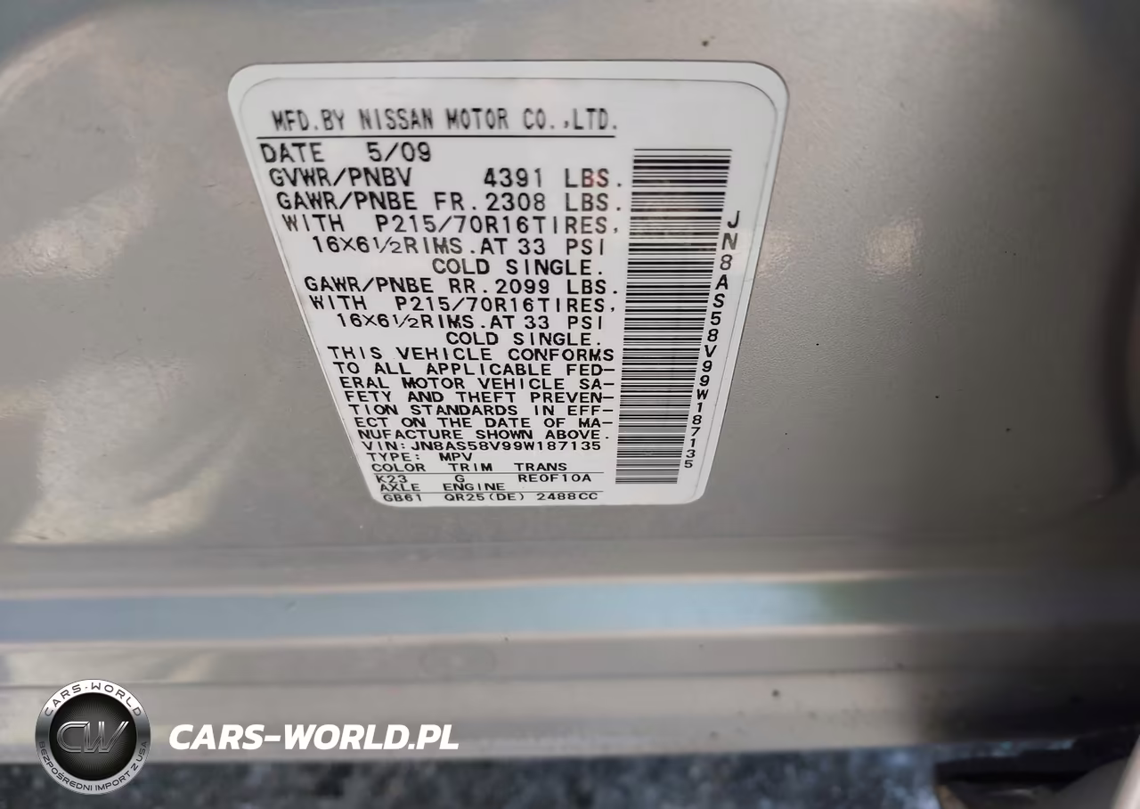 2009 Nissan Rogue S VIN:JN8AS58V99W187135 - 9