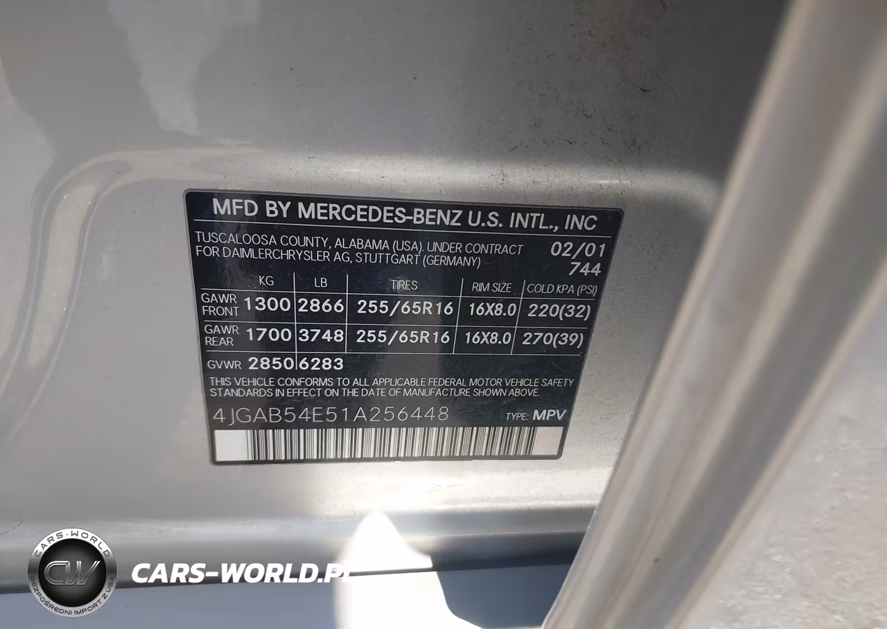 2001 Mercedes-Benz Ml 320 VIN:4JGAB54E51A256448 - 9