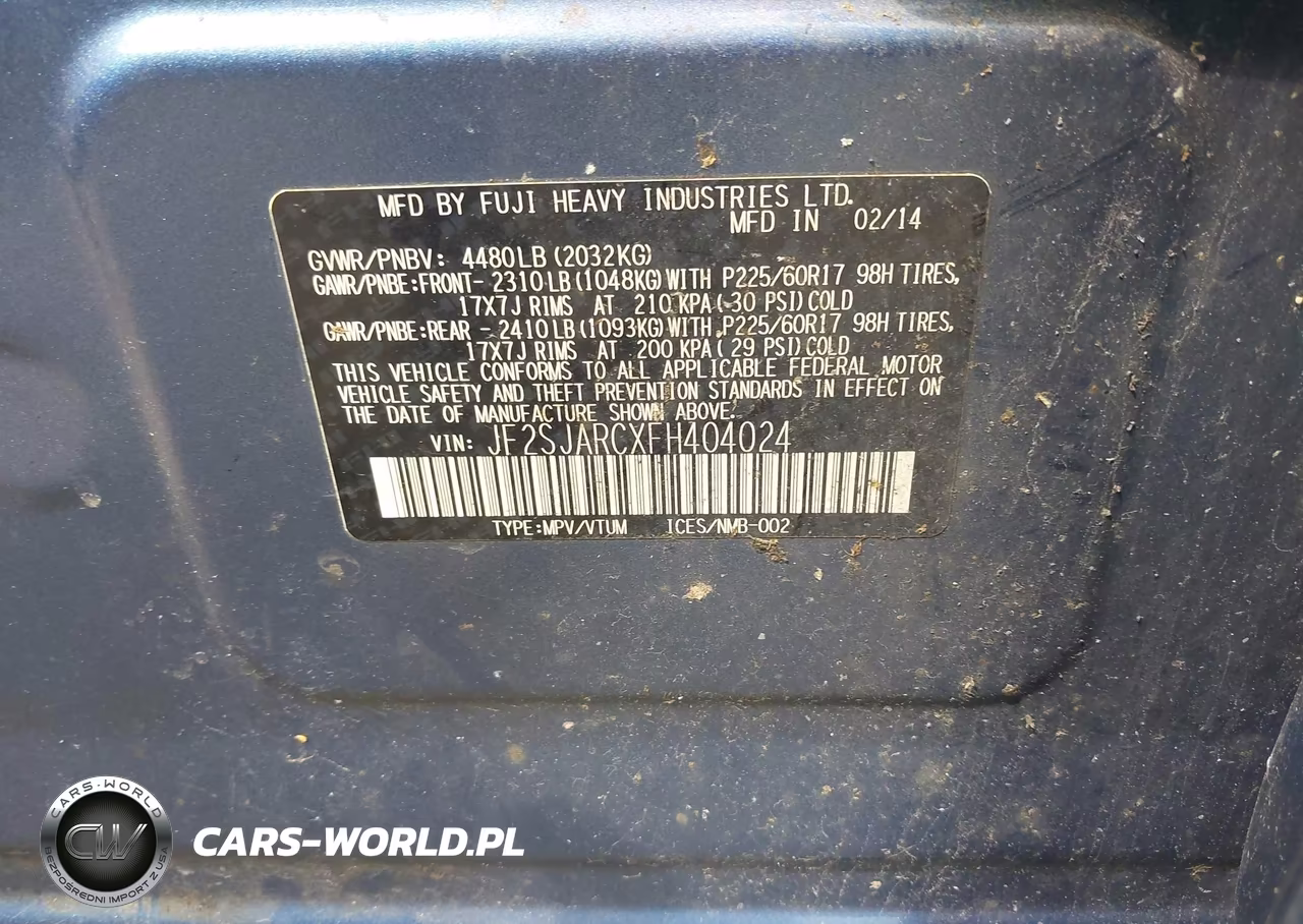 2015 Subaru Forester 2.5I Limited VIN:JF2SJARCXFH404024 - 9