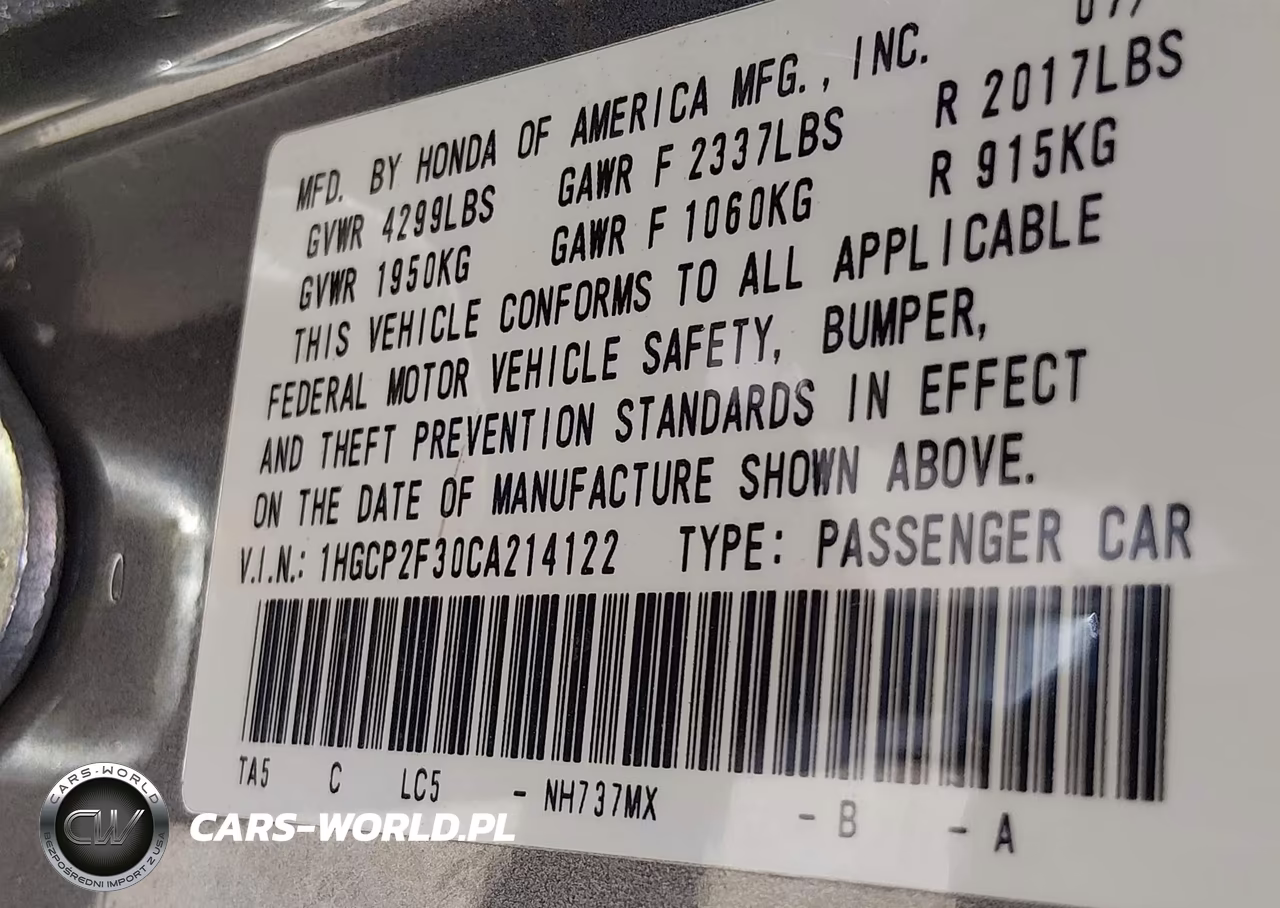 2012 Honda Accord Sdn Lx VIN:1HGCP2F30CA214122 - 9