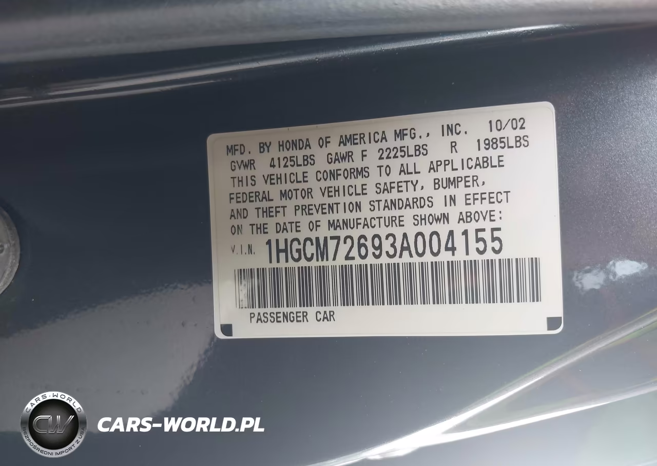 2003 Honda Accord 2.4 Ex VIN:1HGCM72693A004155 - 9
