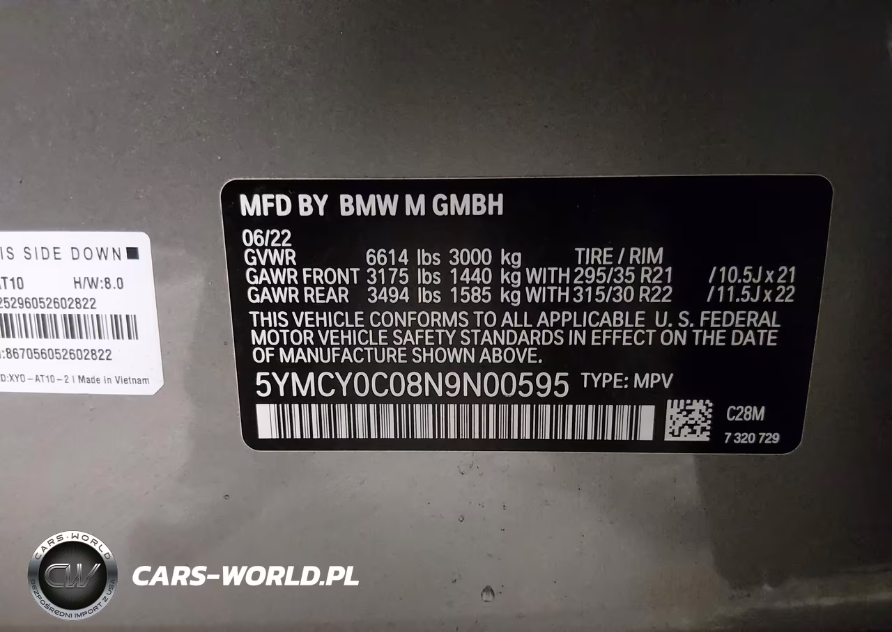 2022 BMW X6 M VIN:5YMCY0C08N9N00595 - 9