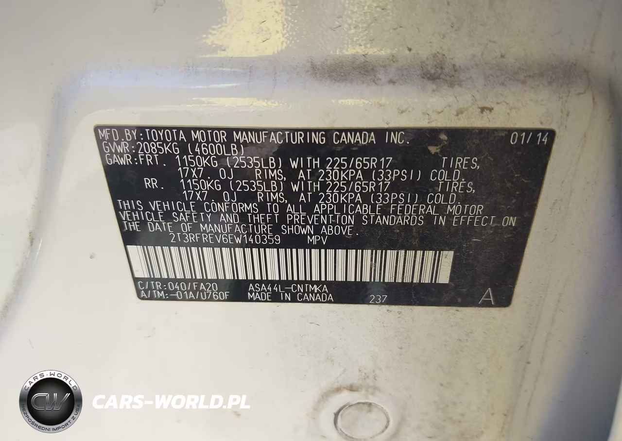 2014 Toyota Rav4 Xle VIN:2T3RFREV6EW140359 - 9