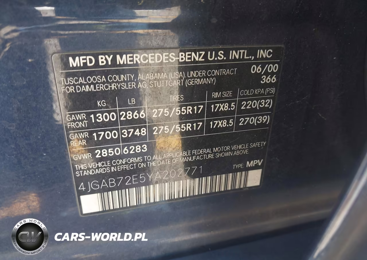 2000 Mercedes-Benz Ml 430 VIN:4JGAB72E5YA202771 - 9