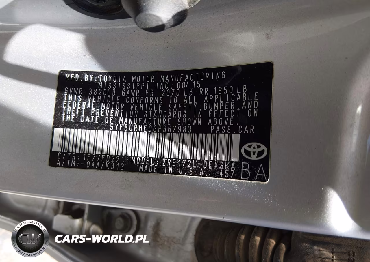2016 Toyota Corolla S Plus VIN:5YFBURHE0GP367983 - 9