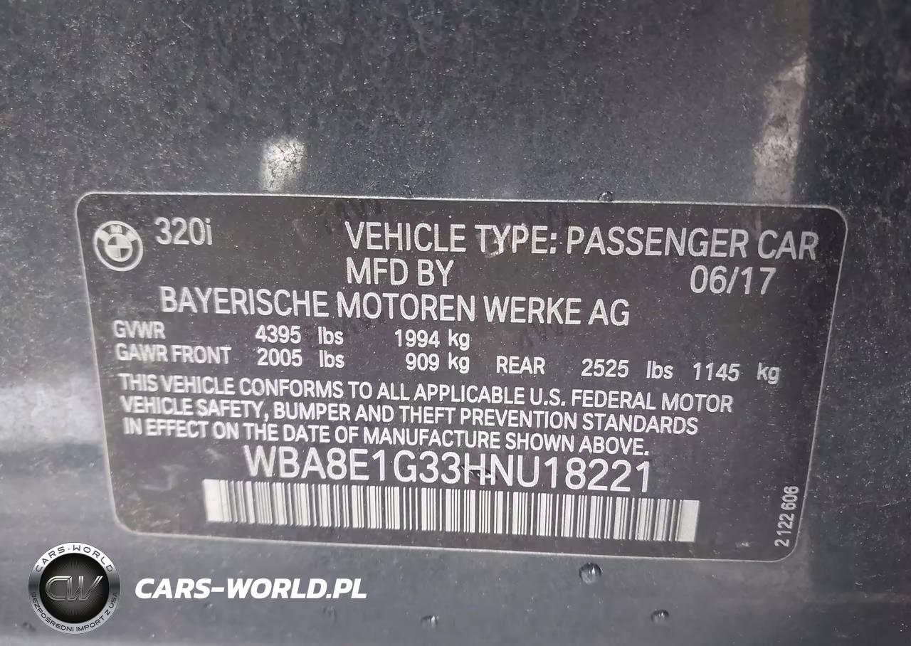 2017 BMW 320I VIN:WBA8E1G33HNU18221 - 9