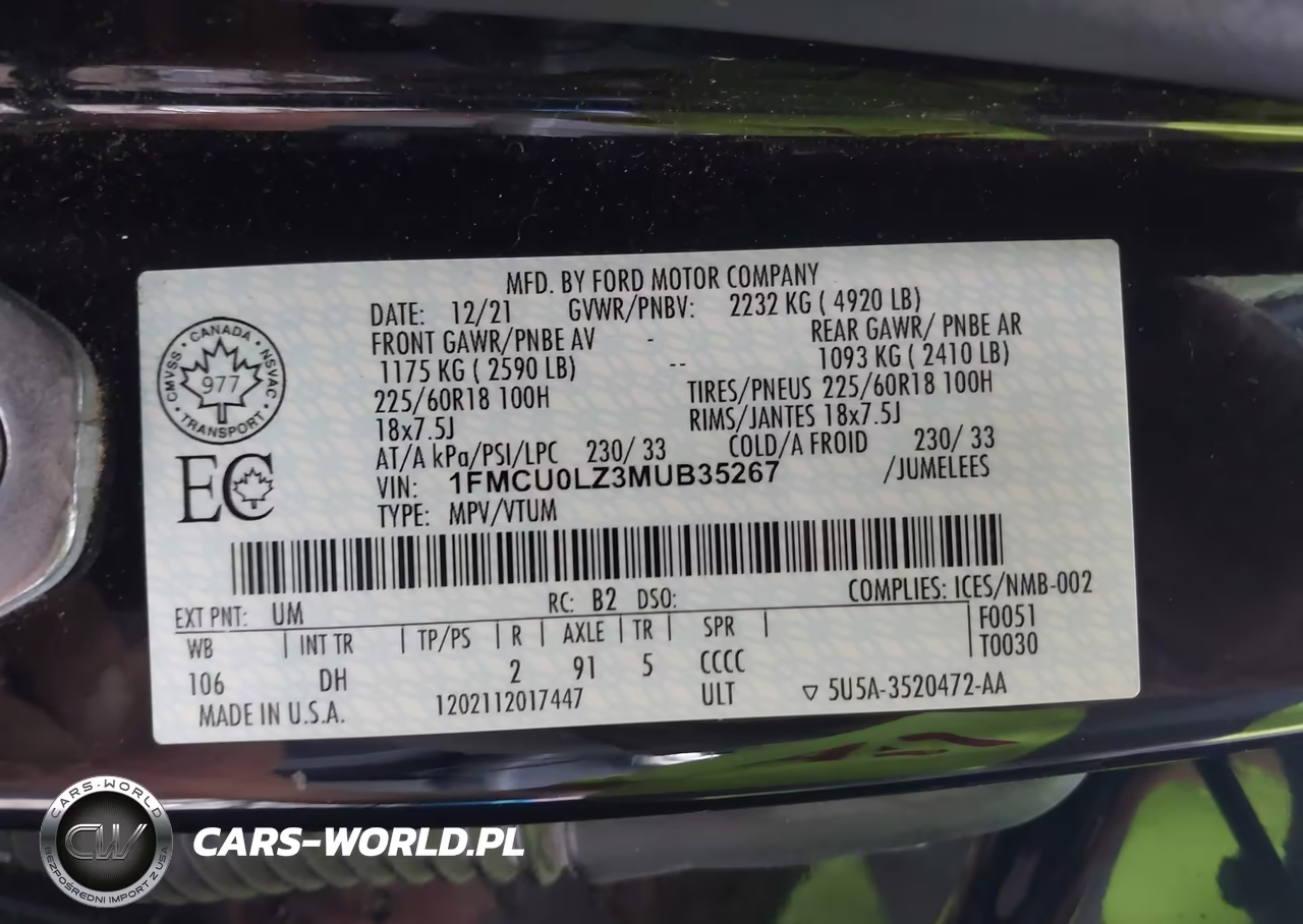 2021 Ford Escape Phev Titanium VIN:1FMCU0LZ3MUB35267 - 9