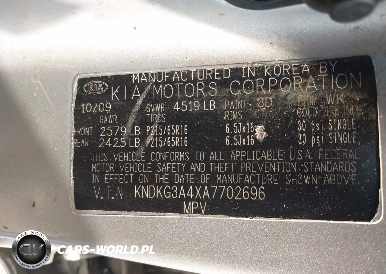 2010 Kia Sportage Lx VIN:KNDKG3A4XA7702696 - 9