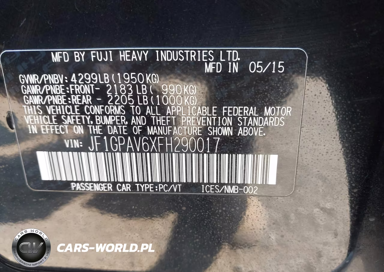 2015 Subaru Impreza 2.0I Sport Limited VIN:JF1GPAV6XFH290017 - 9