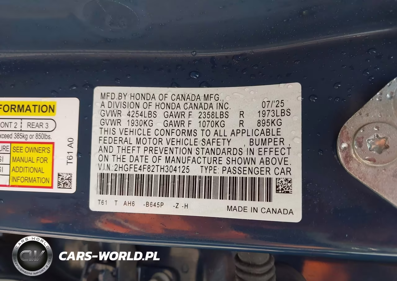 2026 Honda Civic Hybrid Sport-Sport Touring VIN:2HGFE4F82TH304125 - 9
