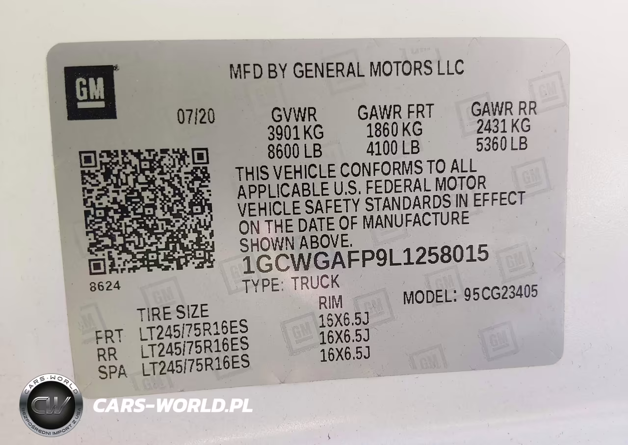 2020 Chevrolet Express Cargo Rwd 2500 Regular Wheelbase Wt VIN:1GCWGAFP9L1258015 - 9
