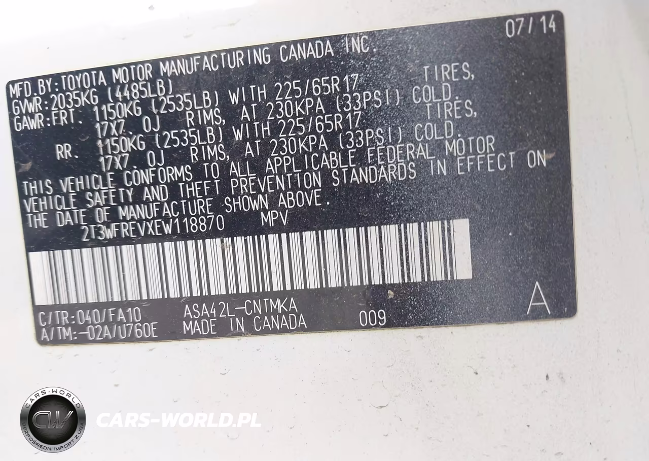 2014 Toyota Rav4 Xle VIN:2T3WFREVXEW118870 - 9