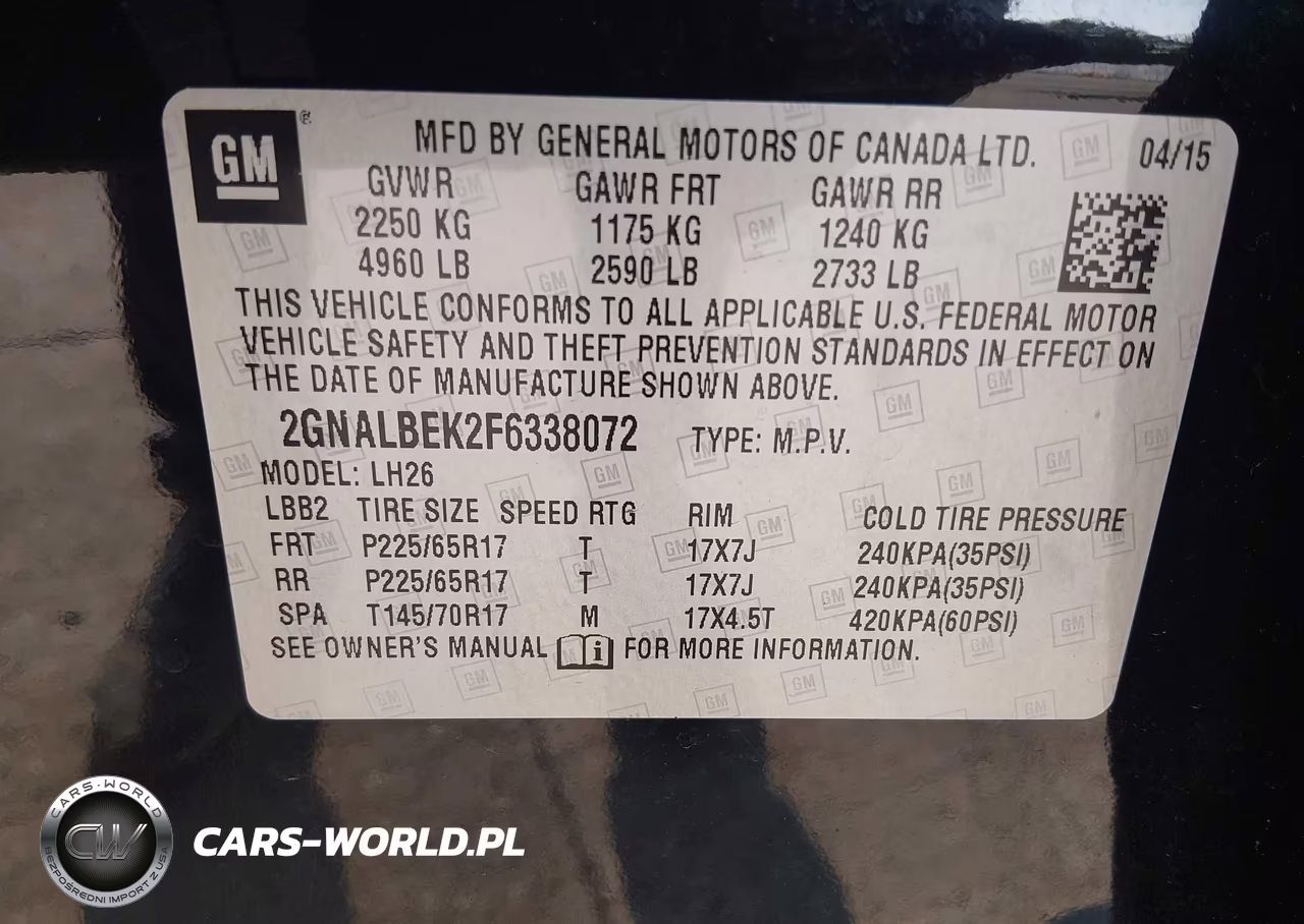 2015 Chevrolet Equinox Lt VIN:2GNALBEK2F6338072 - 9