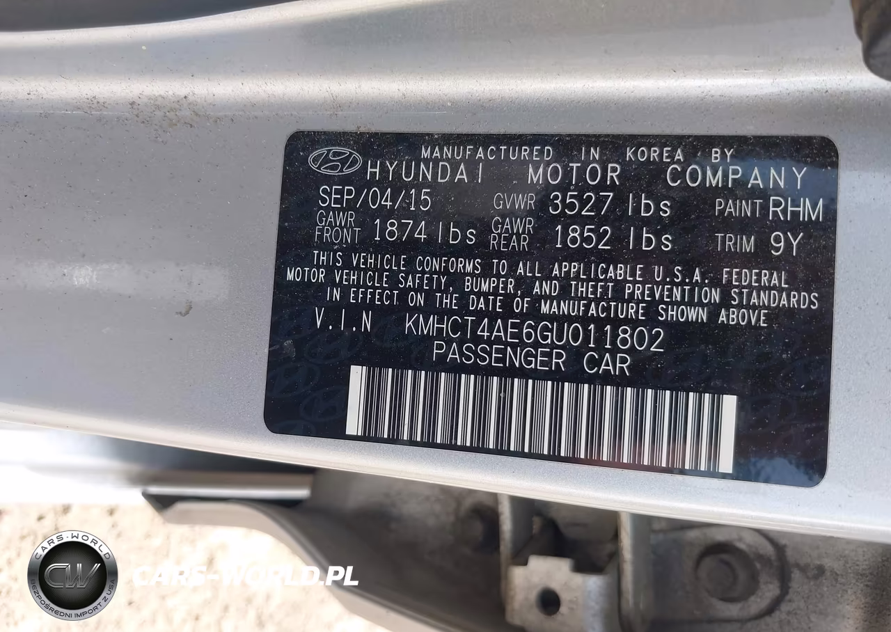 2016 Hyundai Accent Se VIN:KMHCT4AE6GU011802 - 9
