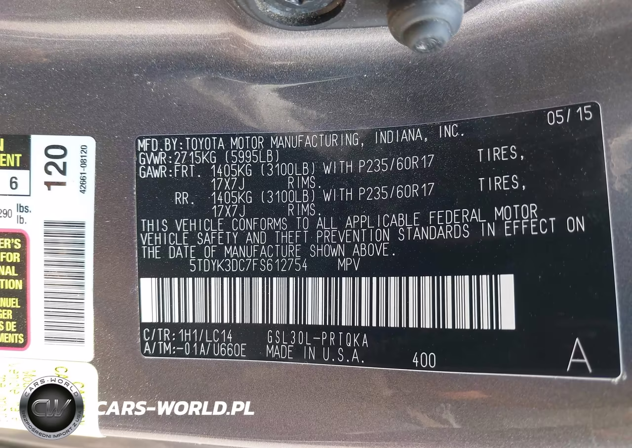 2015 Toyota Sienna Xle 8 Passenger VIN:5TDYK3DC7FS612754 - 9