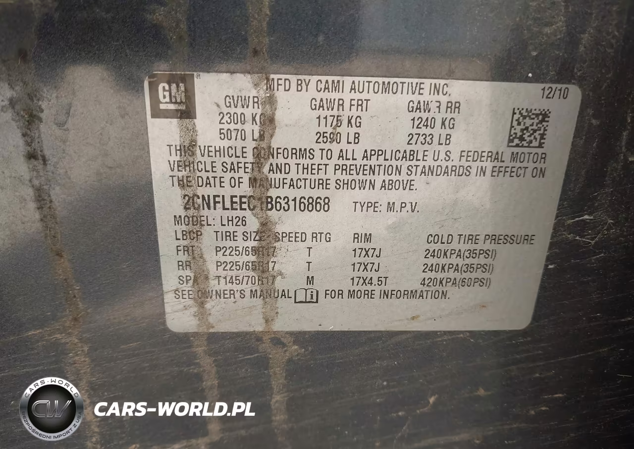 2011 Chevrolet Equinox Lt W-1Lt VIN:2CNFLEEC1B6316868 - 9
