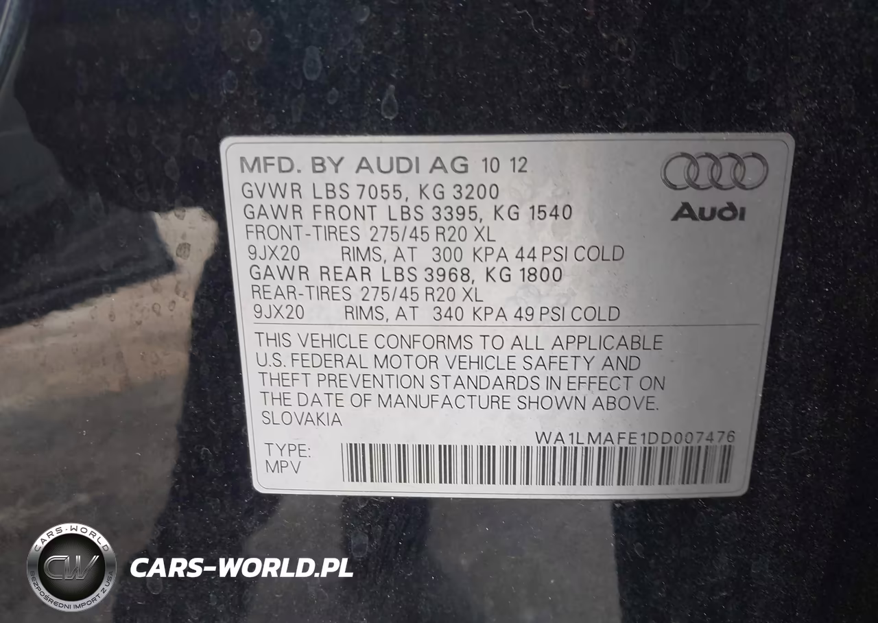 2013 Audi Q7 3.0 Tdi Premium VIN:WA1LMAFE1DD007476 - 9