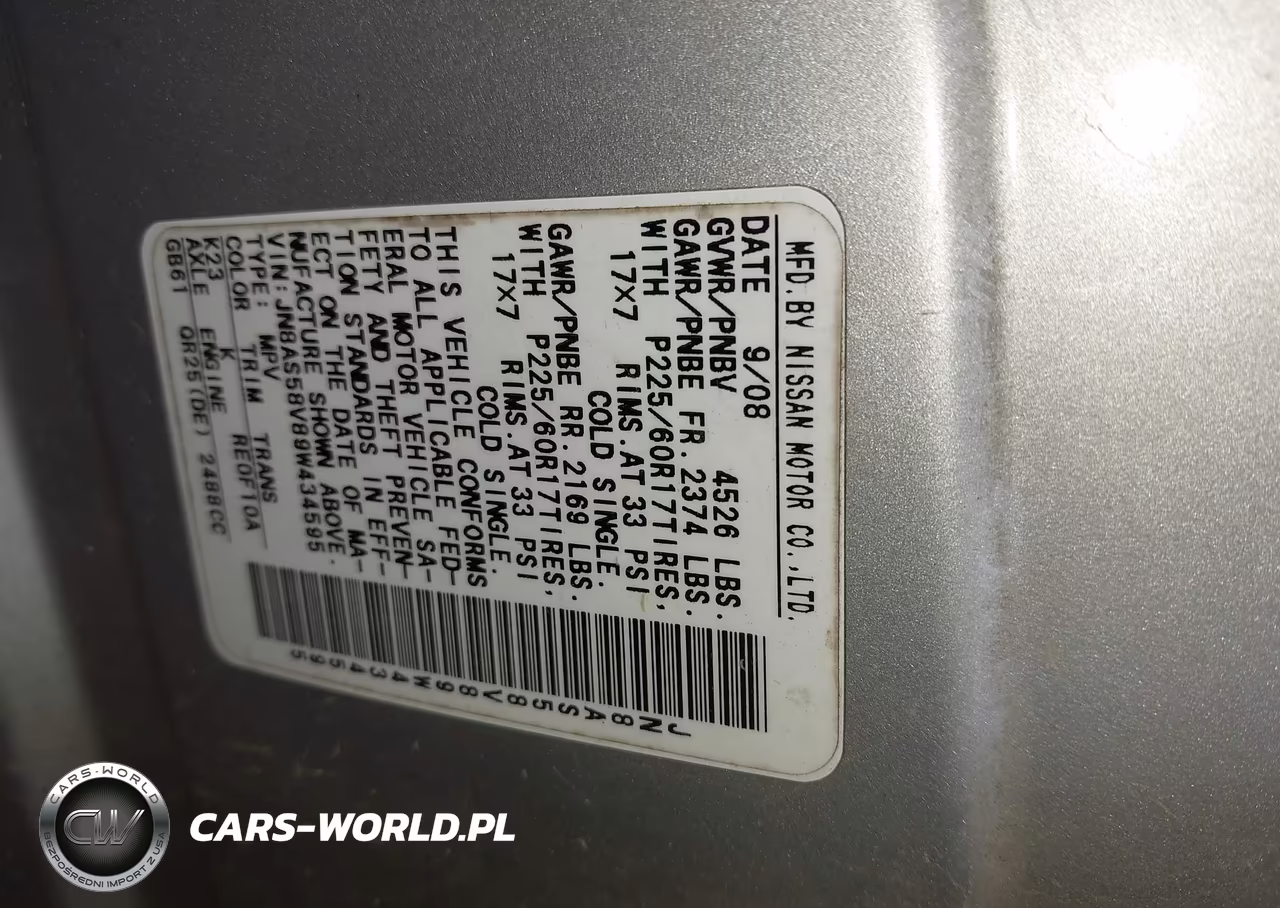2009 Nissan Rogue Sl VIN:JN8AS58V89W434595 - 9