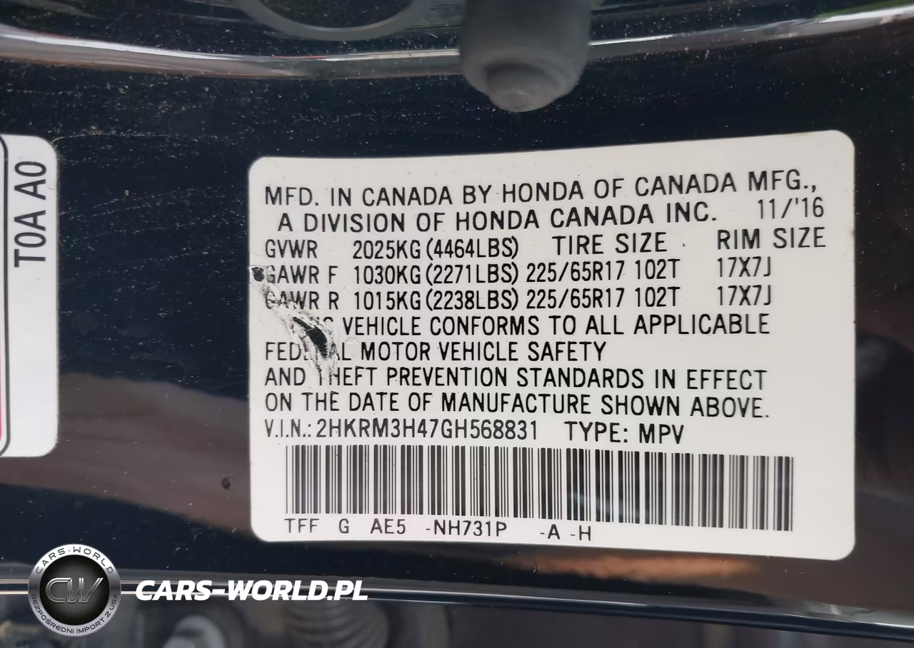 2016 Honda Cr-V Se VIN:2HKRM3H47GH568831 - 9