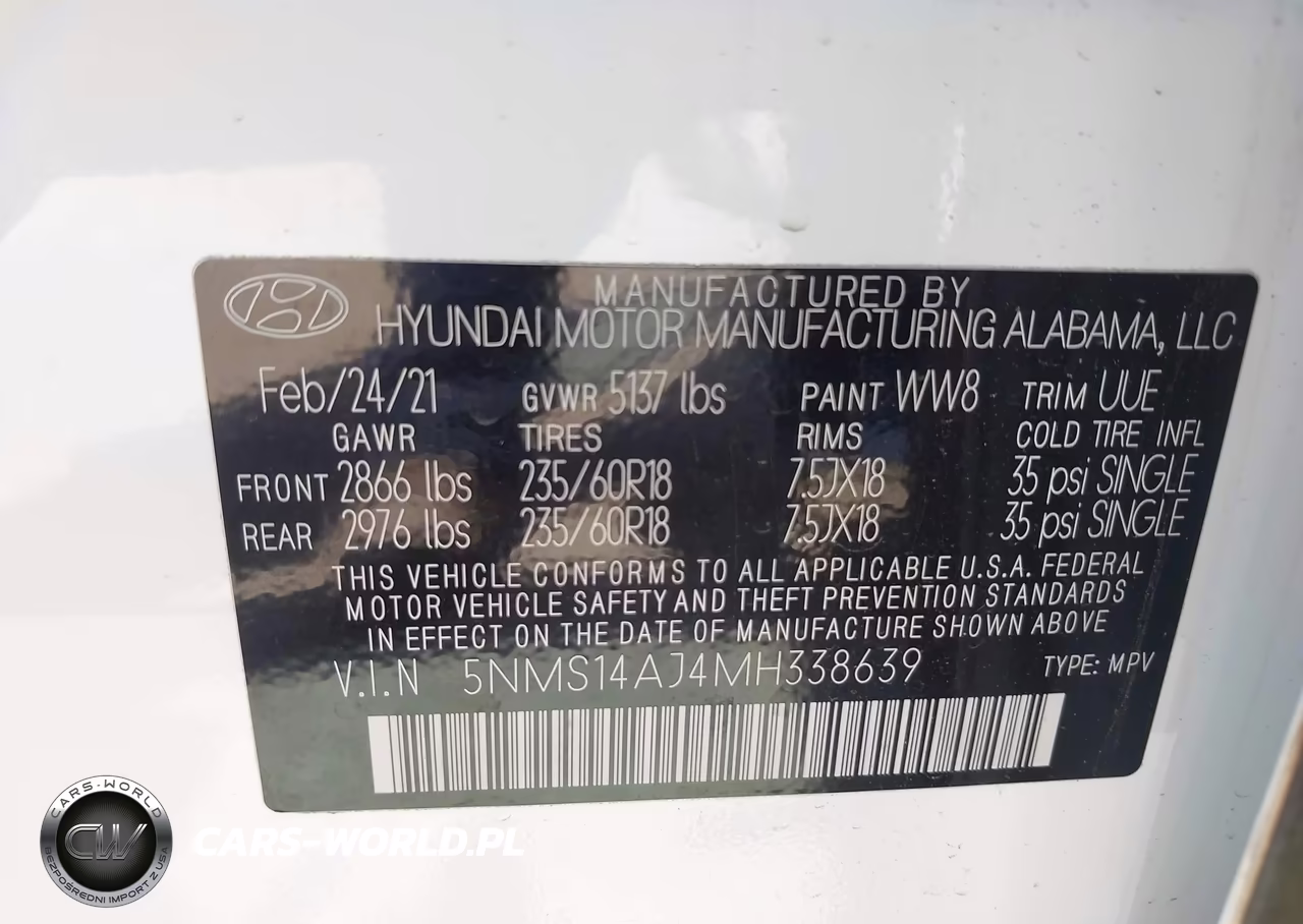 2021 Hyundai Santa Fe Se VIN:5NMS14AJ4MH338639 - 9