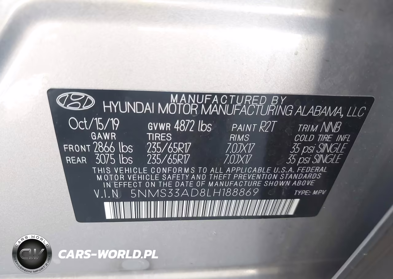2020 Hyundai Santa Fe Sel VIN:5NMS33AD8LH188869 - 9
