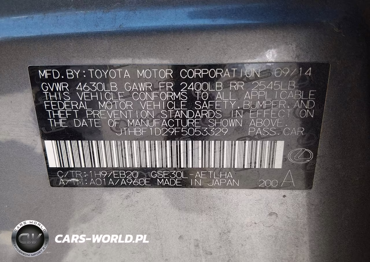 2015 Lexus Is 250 VIN:JTHBF1D29F5053329 - 9