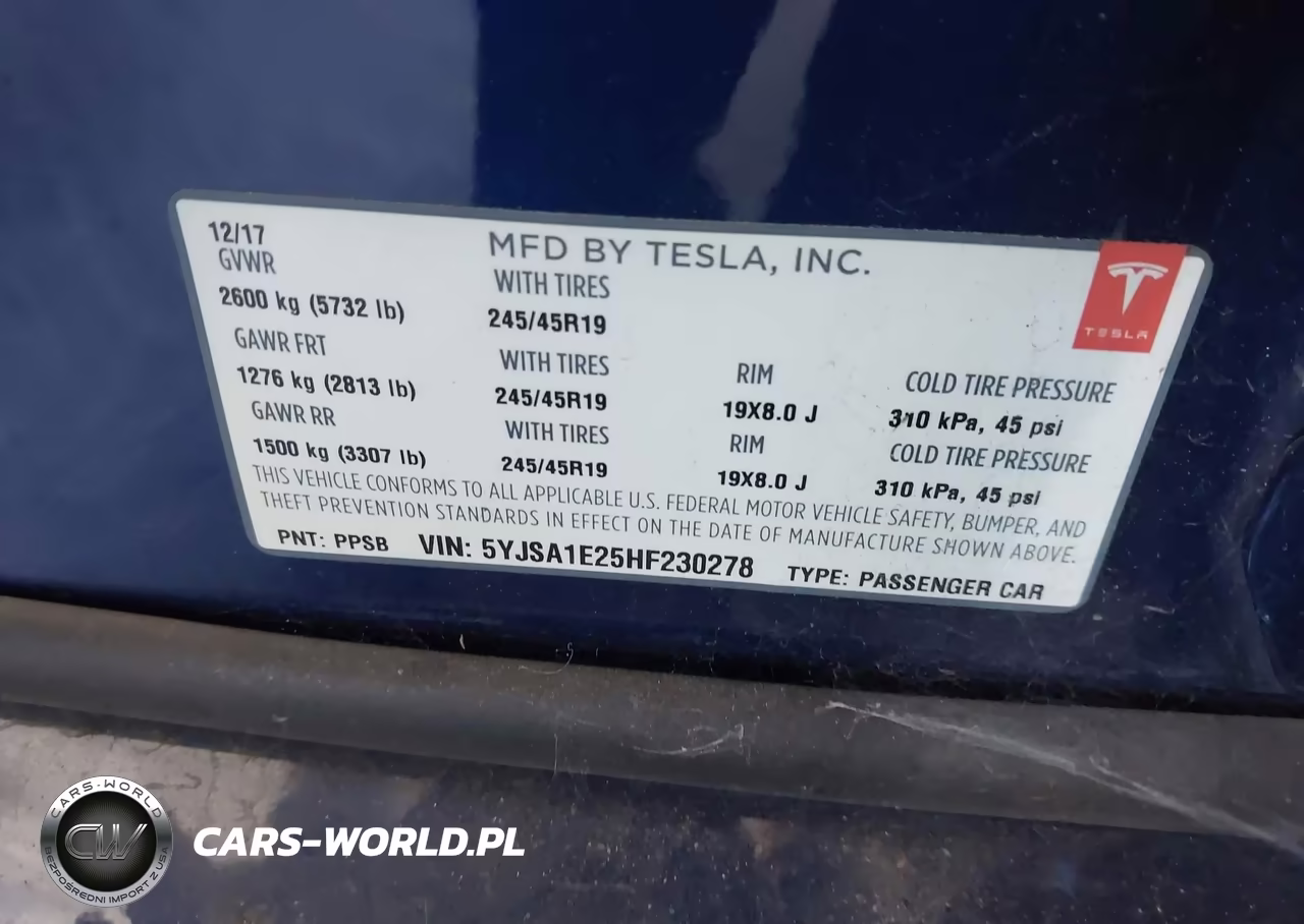 2017 Tesla Model S 100D-60D-75D-90D-P100D VIN:5YJSA1E25HF230278 - 9