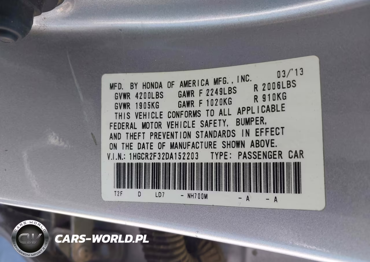 2013 Honda Accord Lx VIN:1HGCR2F32DA152203 - 9