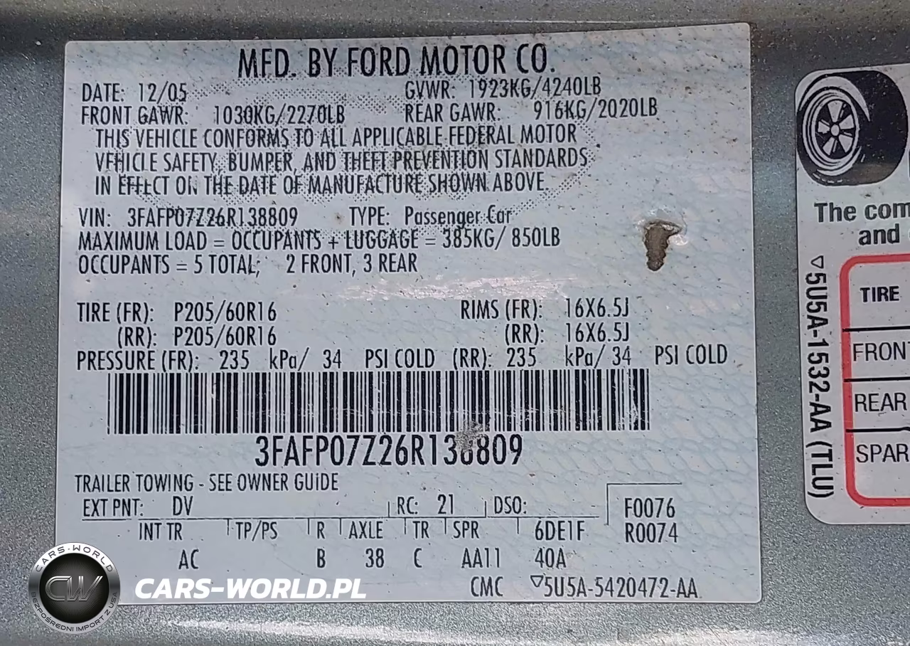 2006 Ford Fusion Se VIN:3FAFP07Z26R138809 - 19